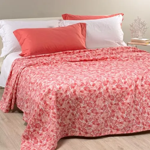 Caleffi Flowers Joy copriletto 1 piazza e mezza fuxia 220x260