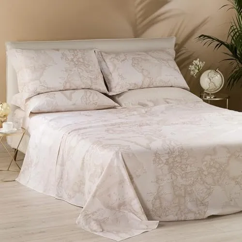 Alviero Martini Geo White Completo Lenzuola Matrimoniale Cotone