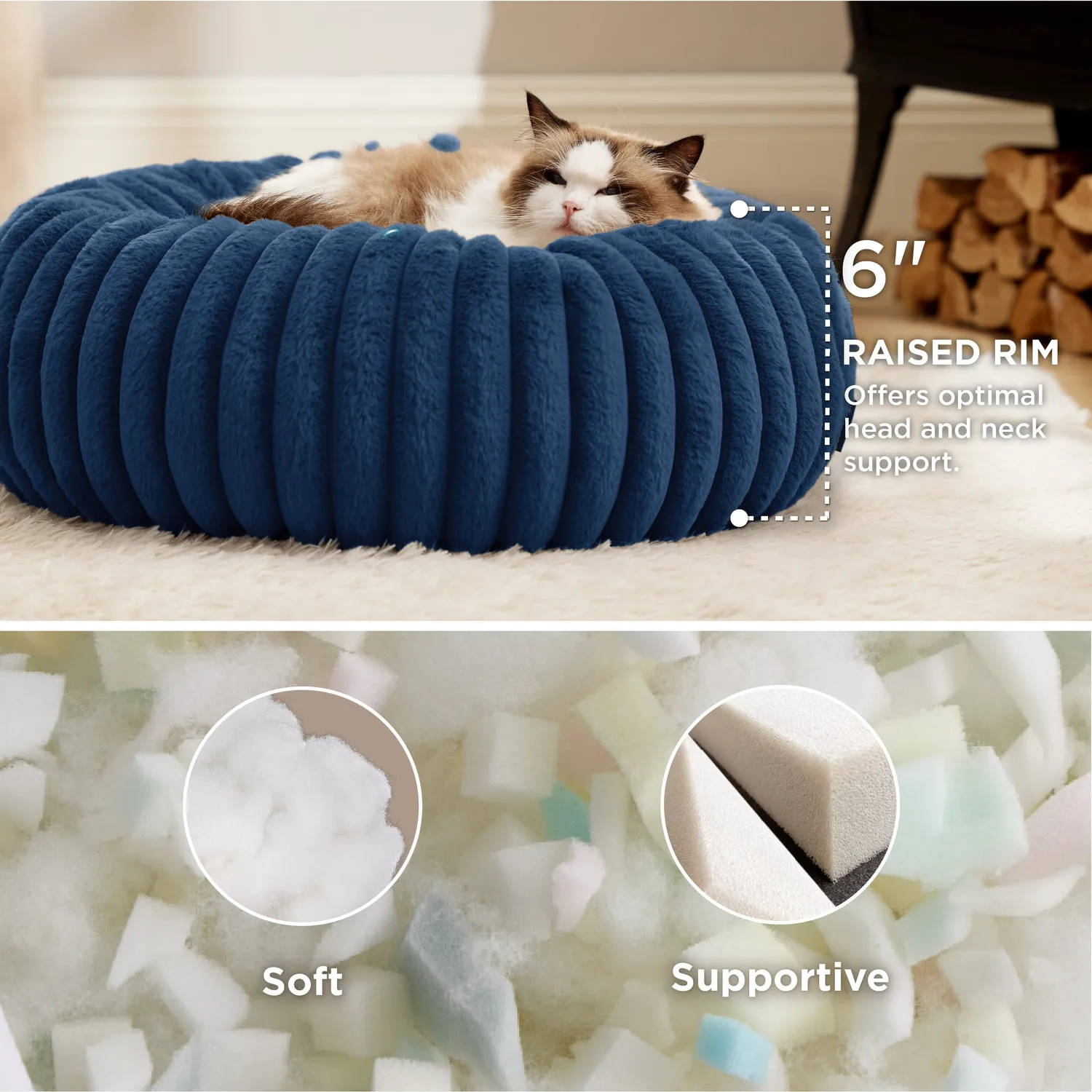 Bedsure ComfyFleece Donut cuccia cane in pelliccia sintetica