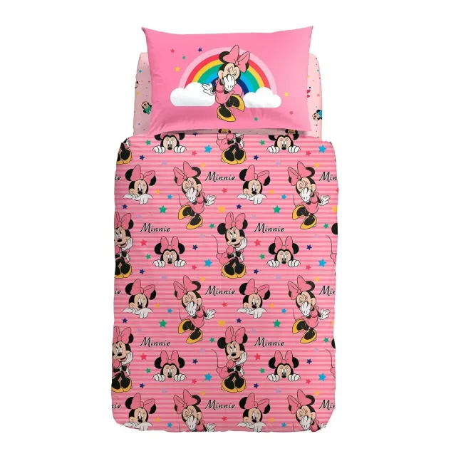 Caleffi Minnie Rainbow copripiumino singolo rosa cotone
