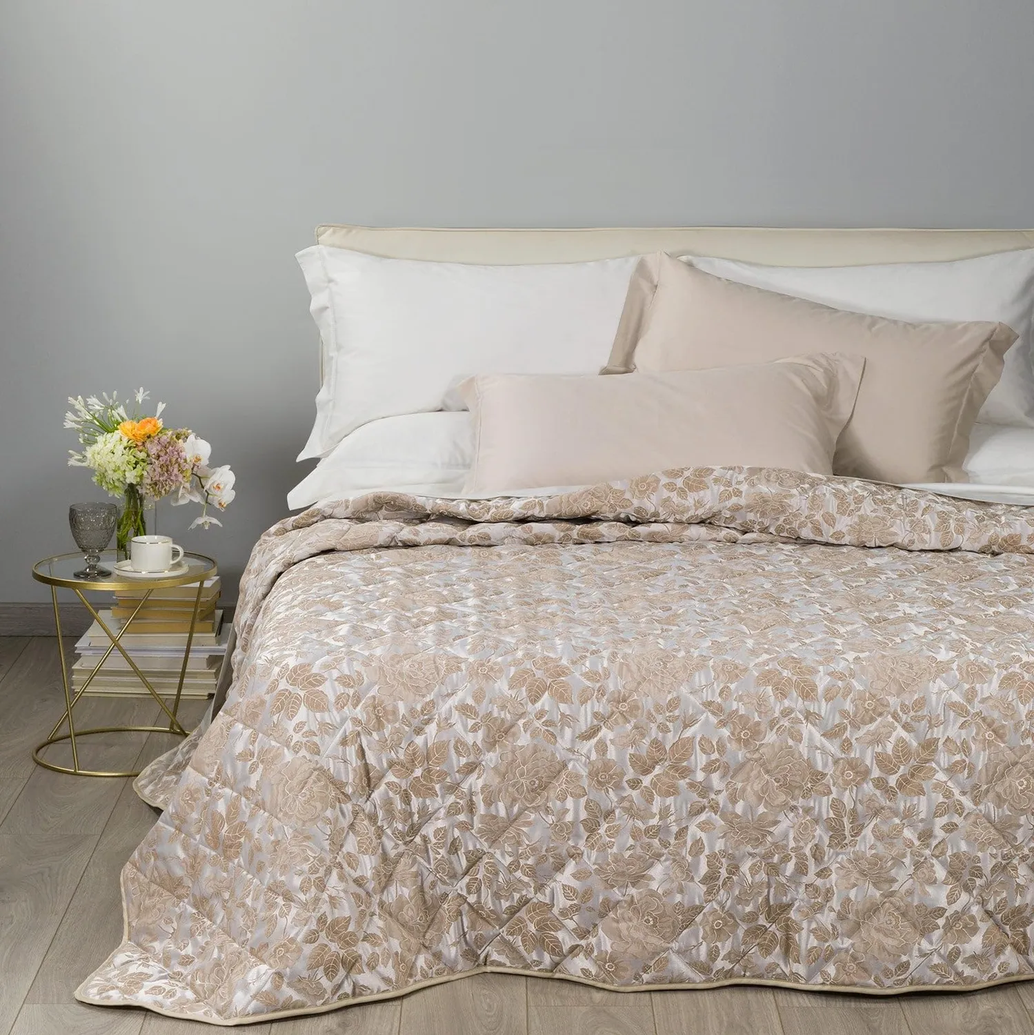 Caleffi Floral copriletto matrimoniale raso jacquard anallergico