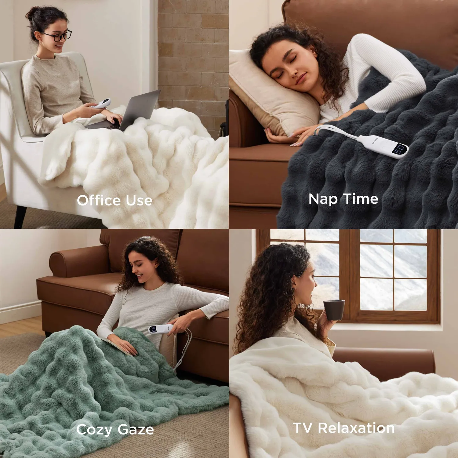 Bedsure Bubble Faux Fur Heated Blanket coperta elettrica