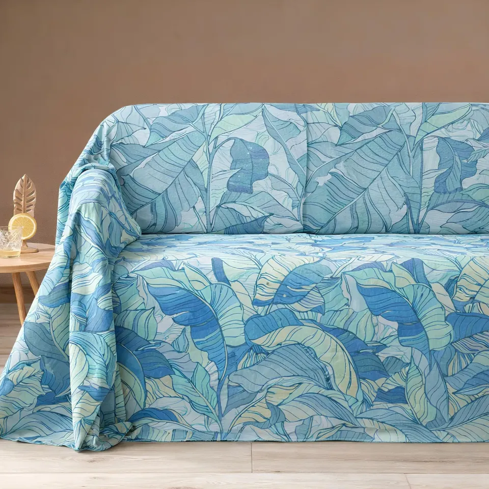 Caleffi Grandecor Forest telo arredo Blu 270x270 cm in cotone