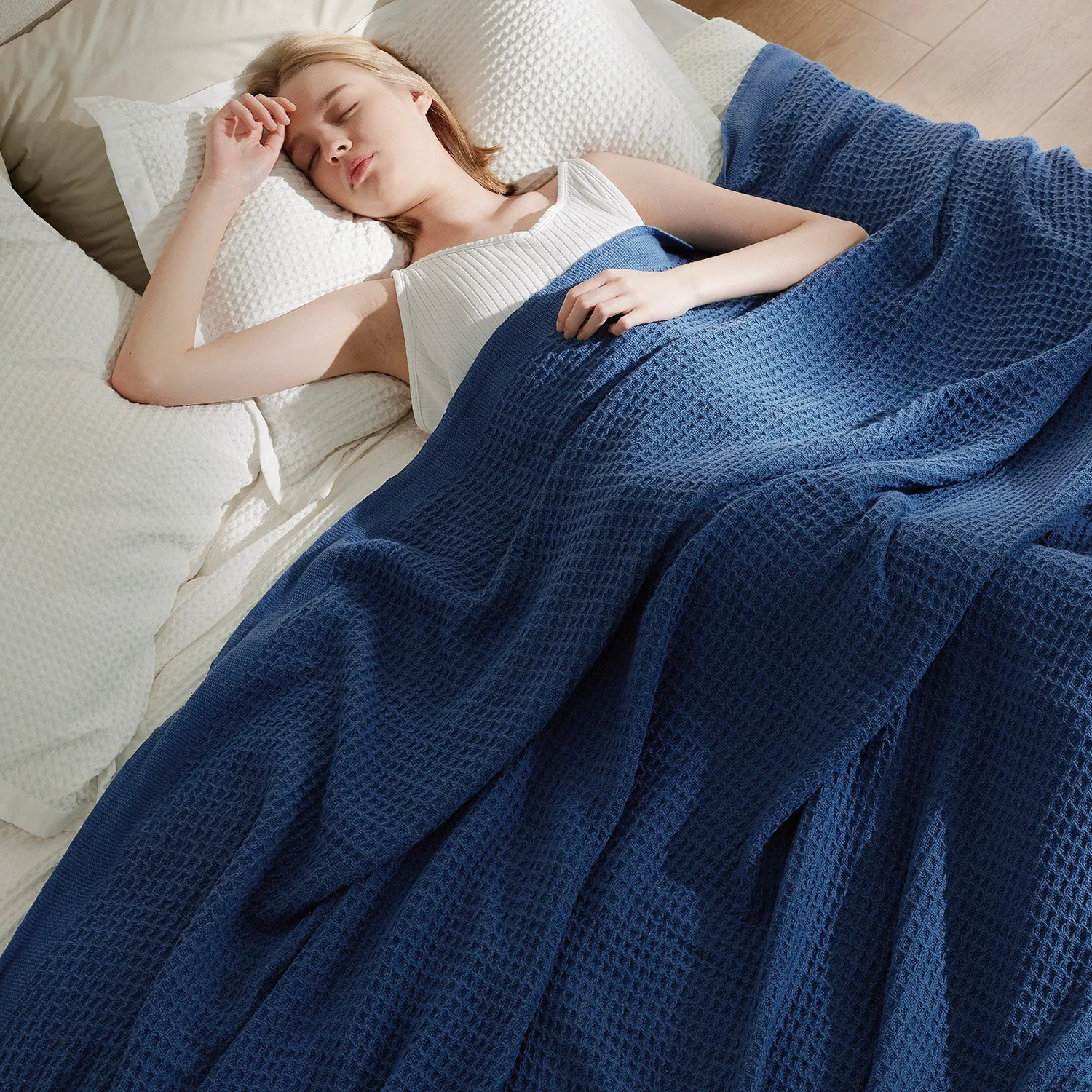 Bedsure Cotton Waffle coperta in cotone nido d’ape
