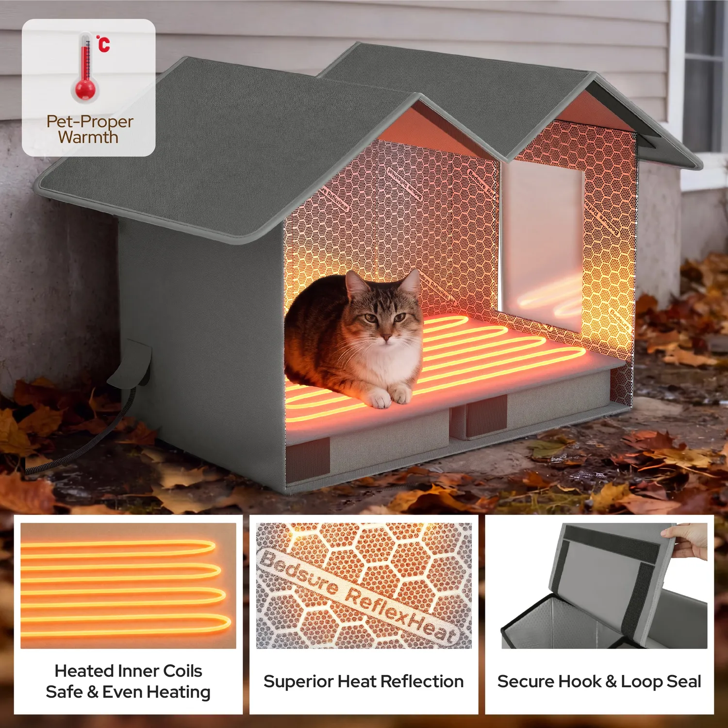 Bedsure Heated Outdoor Cat House cuccia gatto riscaldata