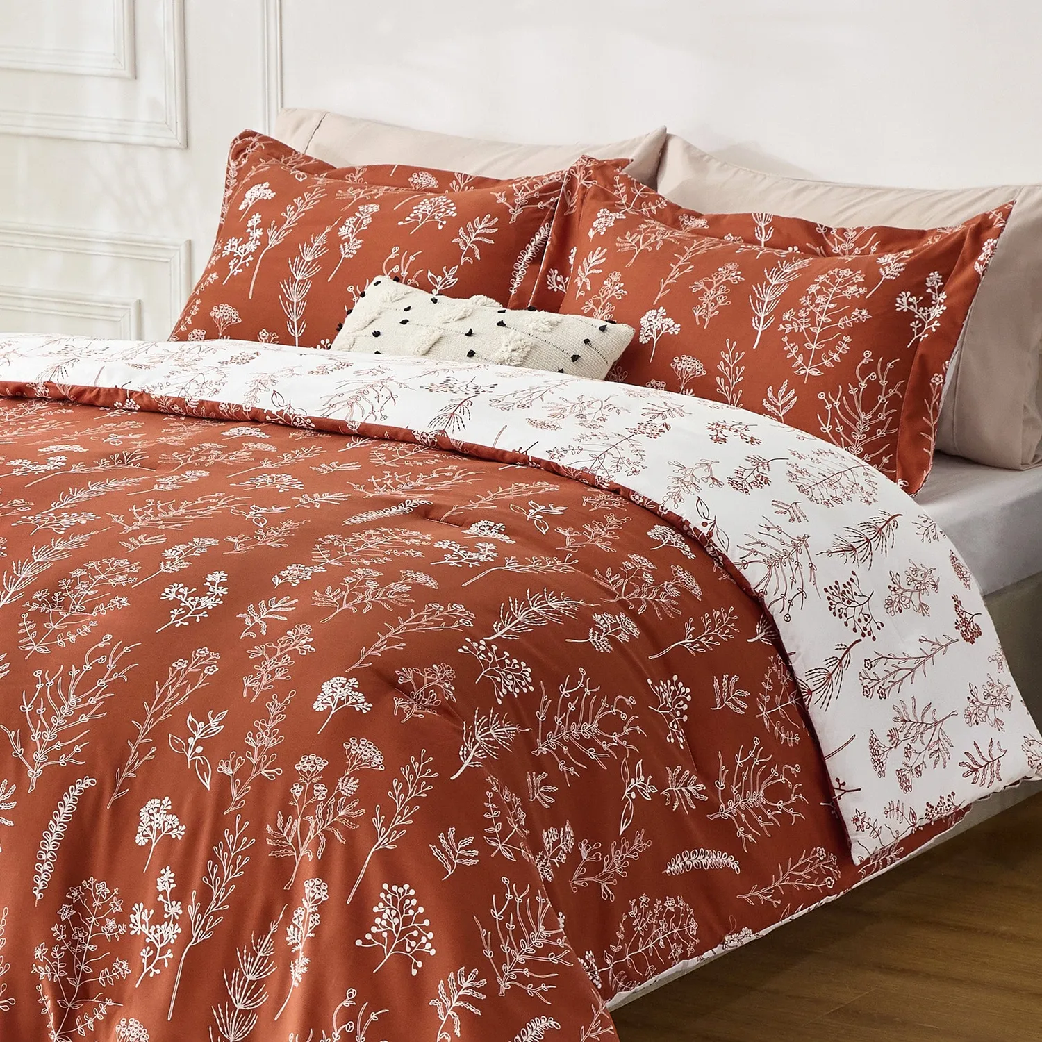 Bedsure Collections Reversible Floral Print Duvet Cover Set copripiumino