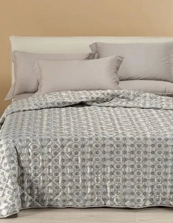 Caleffi Collins copriletto matrimoniale primaverile in raso jacquard