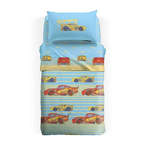 Caleffi Cars Beach copriletto piazza e mezza in cotone Panama