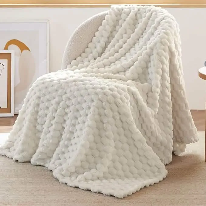 Bedsure Textured Bubble Flannel Fleece Blanket coperta