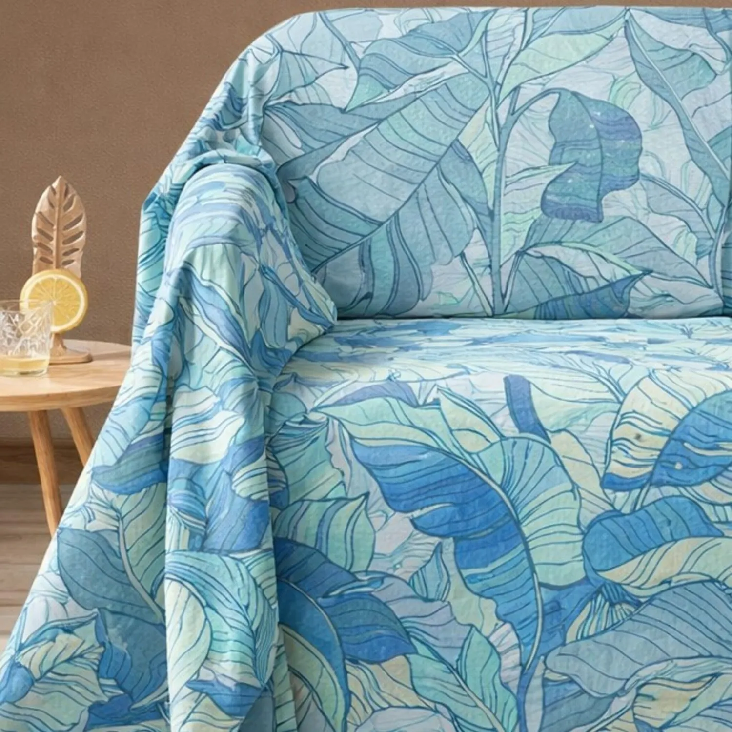 Caleffi Grandecor Forest telo arredo Blu 270x270 cm in cotone
