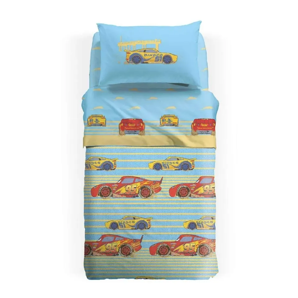 Caleffi Cars Beach copriletto piazza e mezza in cotone Panama