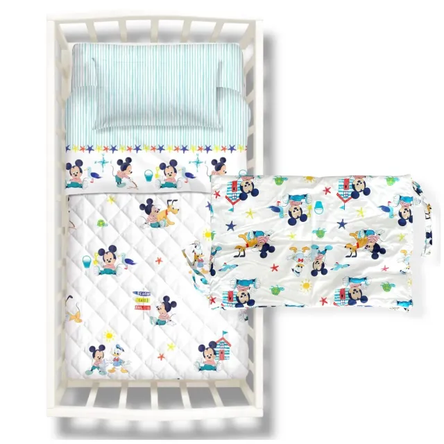 Caleffi Baby Mickey Set Culla Copriletto+Paracolpi Cotone