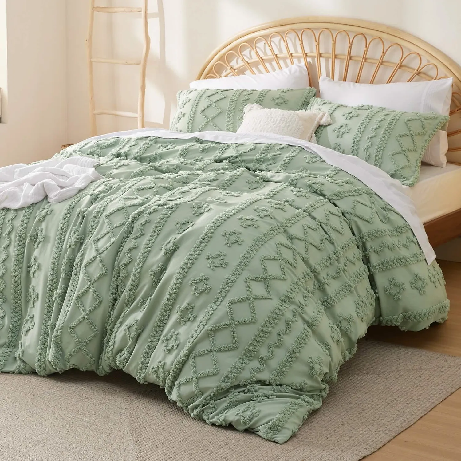 Bedsure Boho set copripiumino ricamato in microfibra