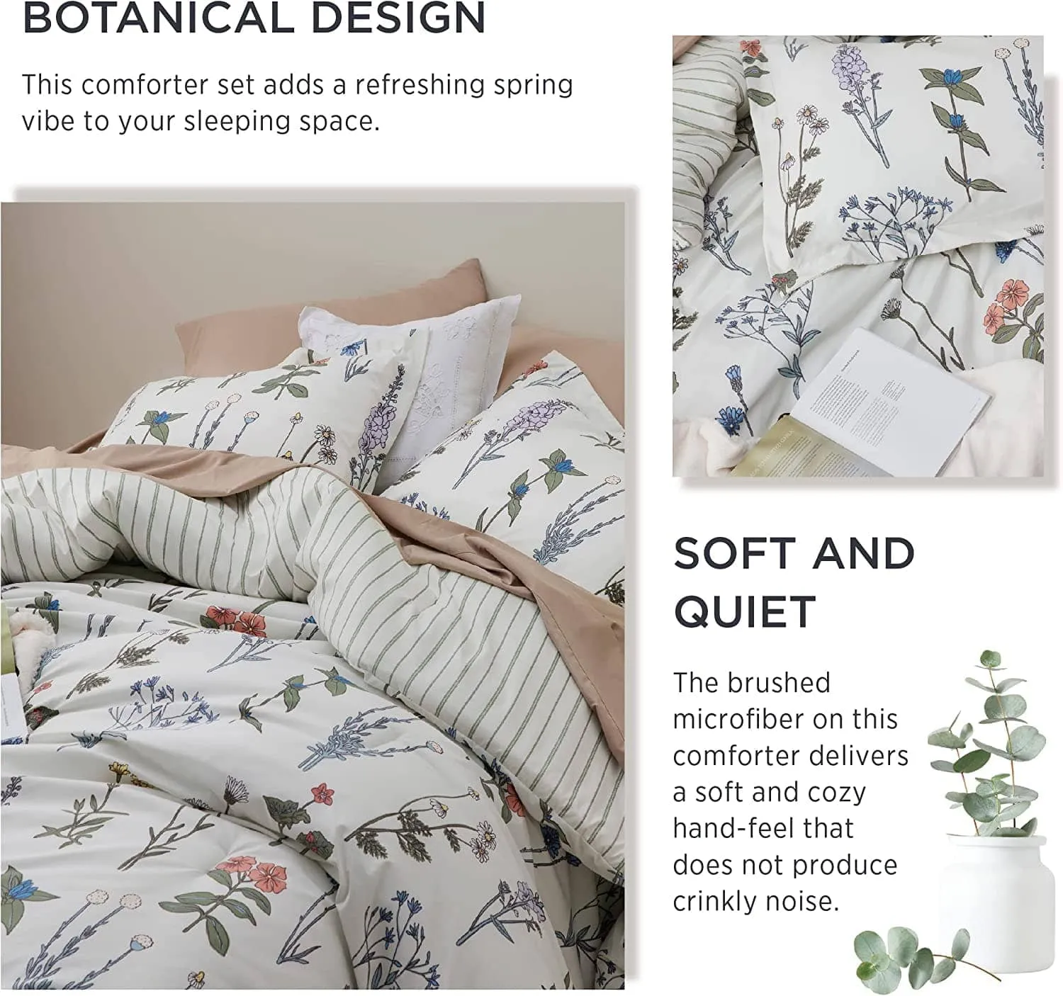 Bedsure Botanical Set Piumone Floreale in Microfibra