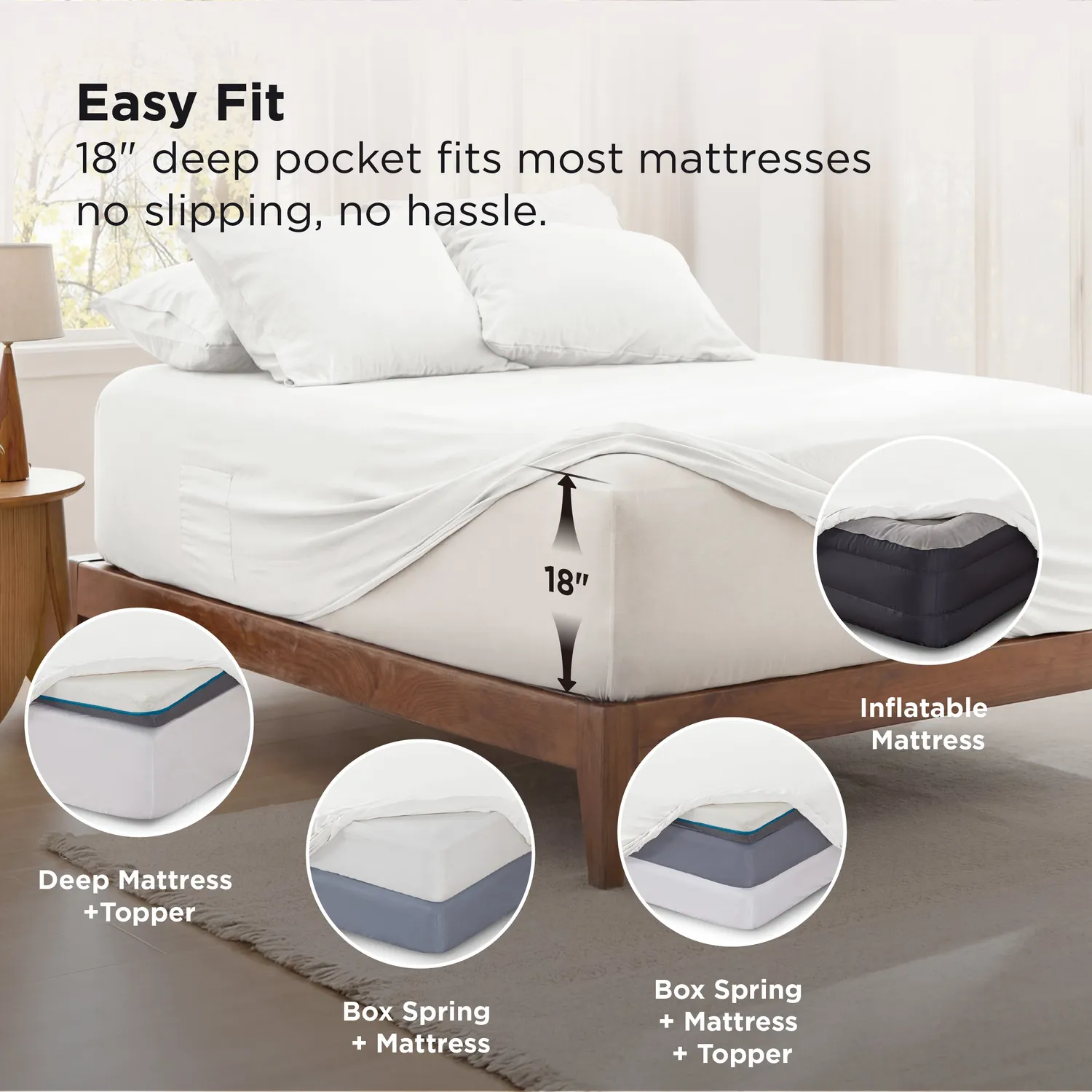Bedsure 6-Pieces Extra Deep Sheet Set set lenzuola
