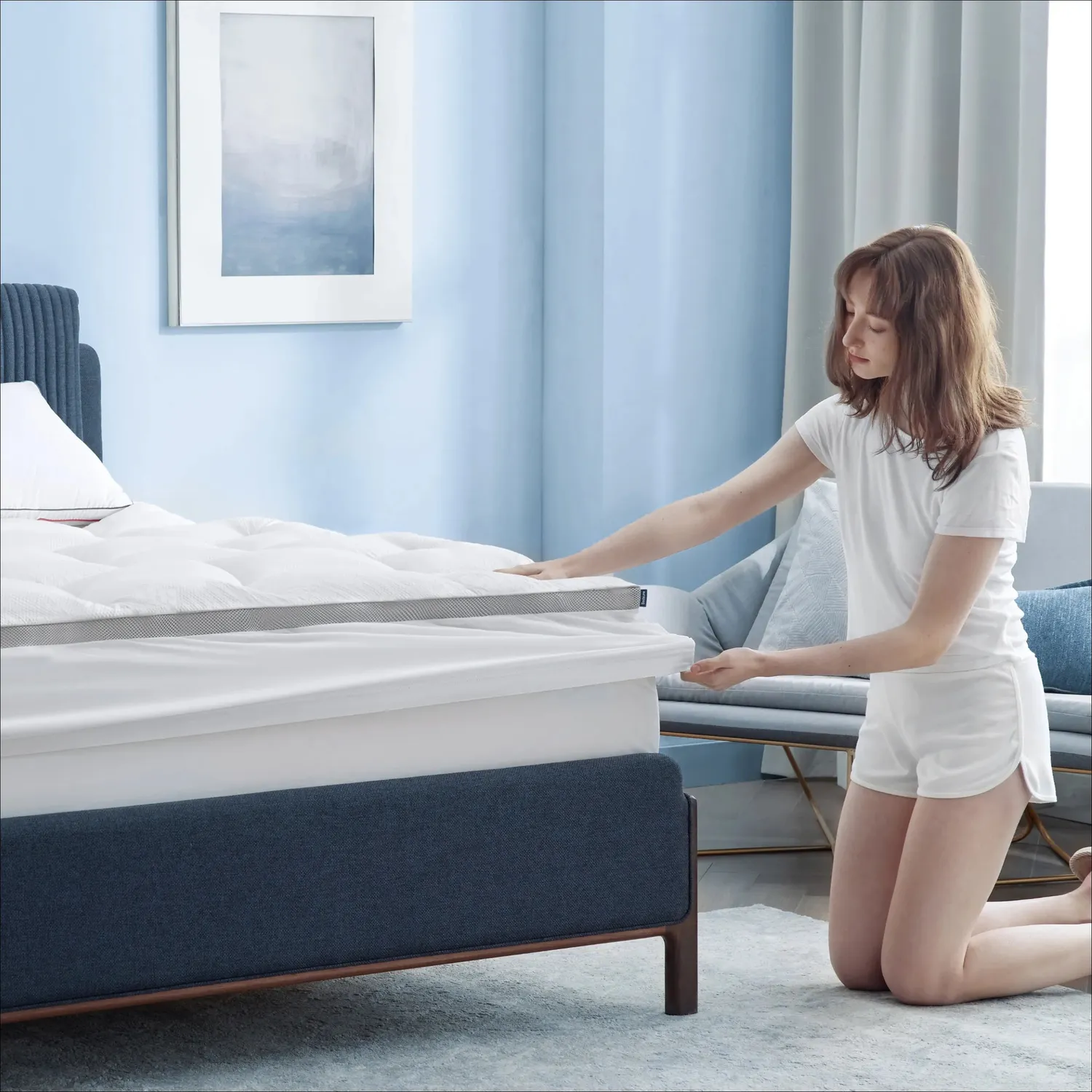 Bedsure Waterproof Mattress Topper coprimaterasso bianco