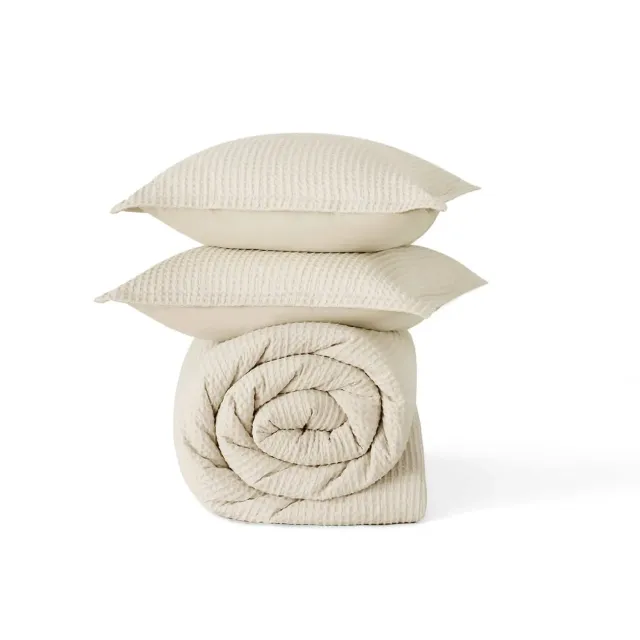 Bedsure Cotton Waffle Weave Comforter Set trapunta cotone