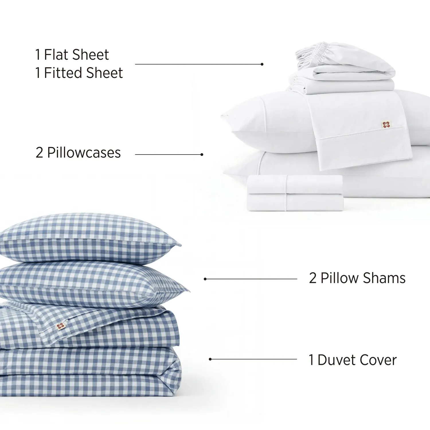 Bedsure PureWoven Natural Weekend Washed Cotton Gingham Bundle set letto