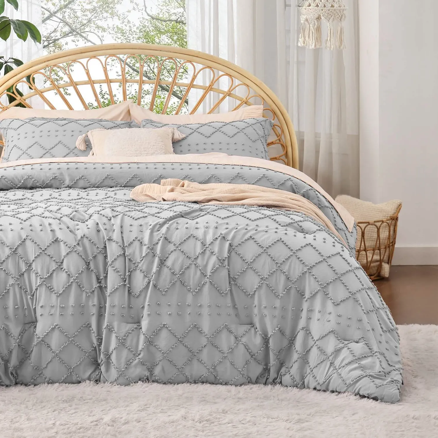 Bedsure Tufted Embroidery set piumone ricamato