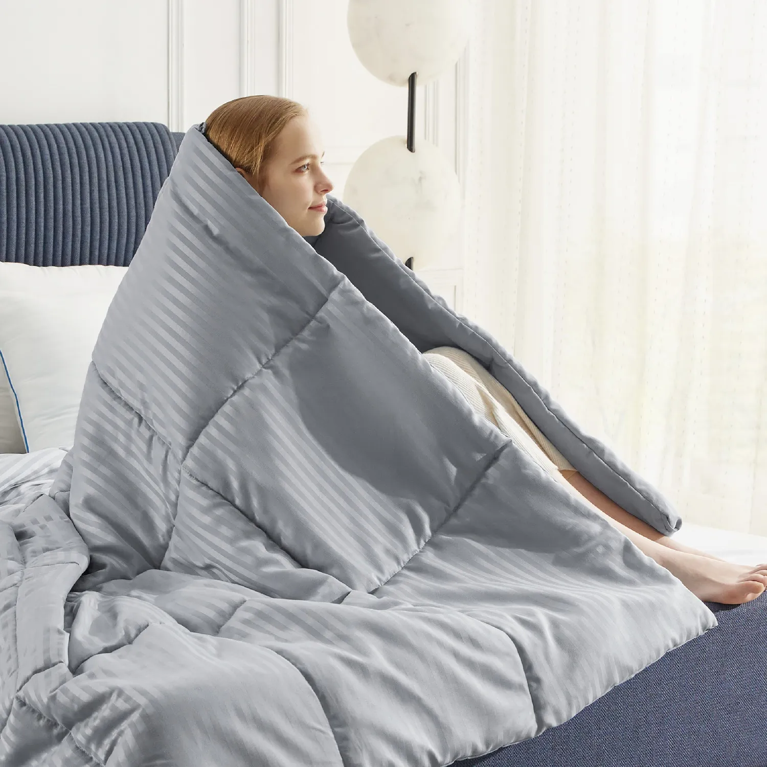 Bedsure Essentials Weightless Comfy Striped Quilt quilt