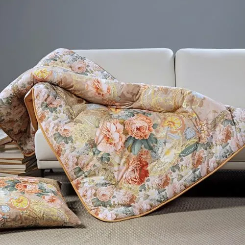 Caleffi Scaldotto Flora plaid 130x170 cm oro in cotone