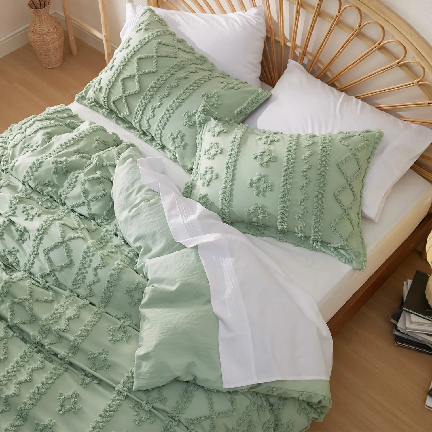 Bedsure Boho set copripiumino ricamato in microfibra