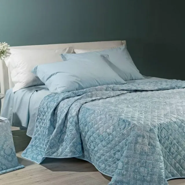 Caleffi Broccato 1002759 Copriletto Matrimoniale Azzurro