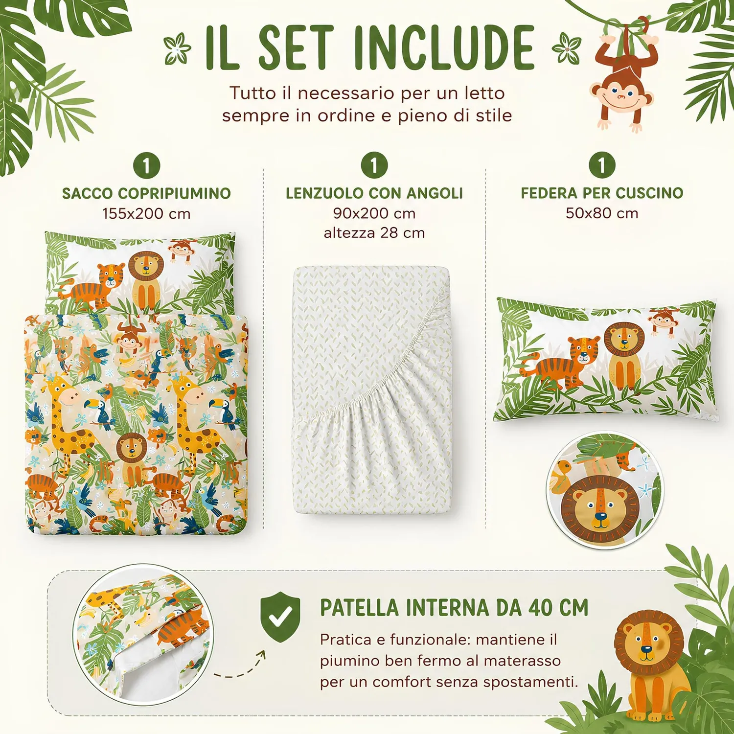 Caleffi Tropical completo copripiumino singolo cotone