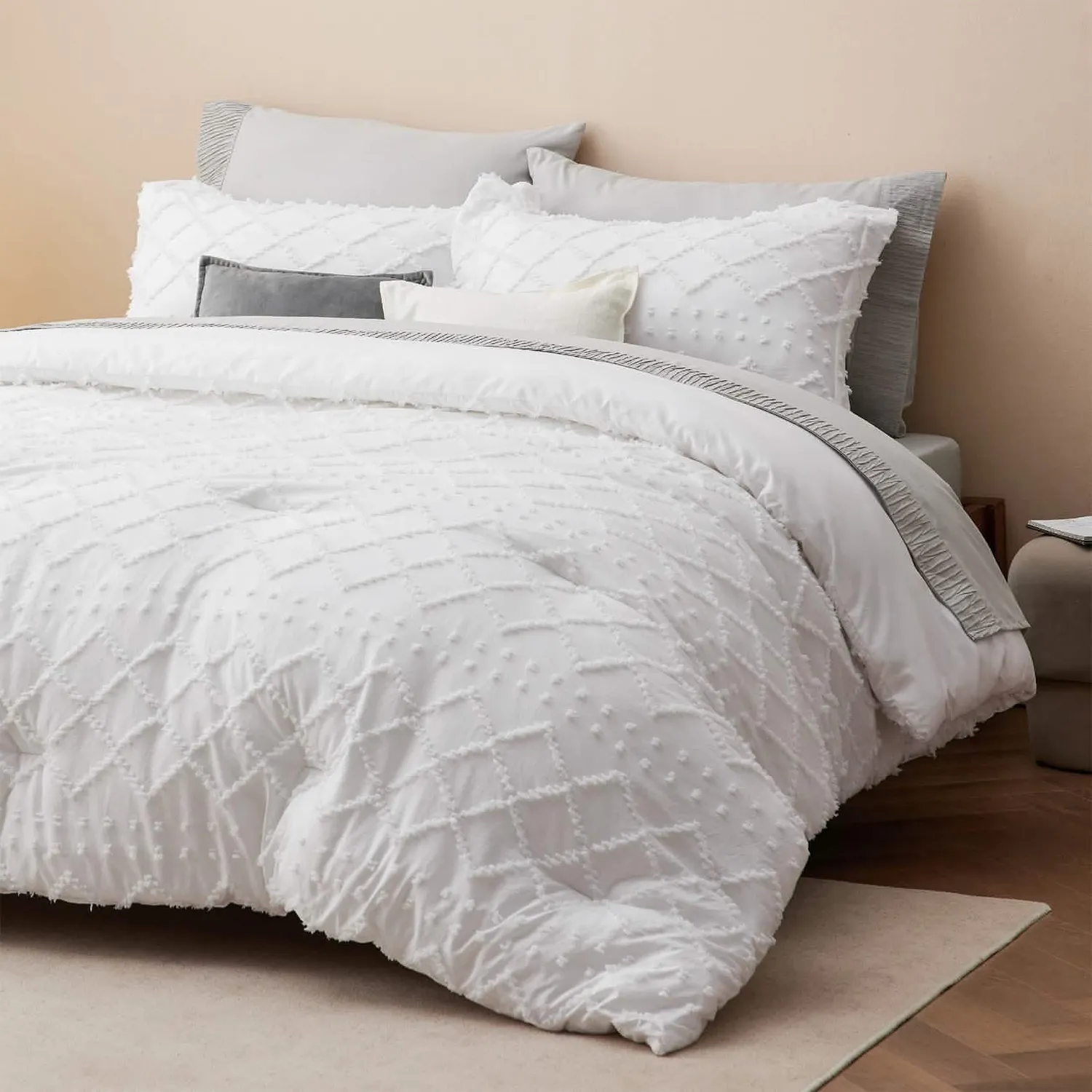 Bedsure Tufted Embroidery set piumone ricamato