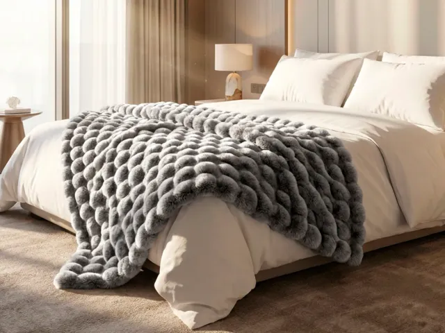 Daunex Animal Fur Plaid in Pelliccia Ecologica