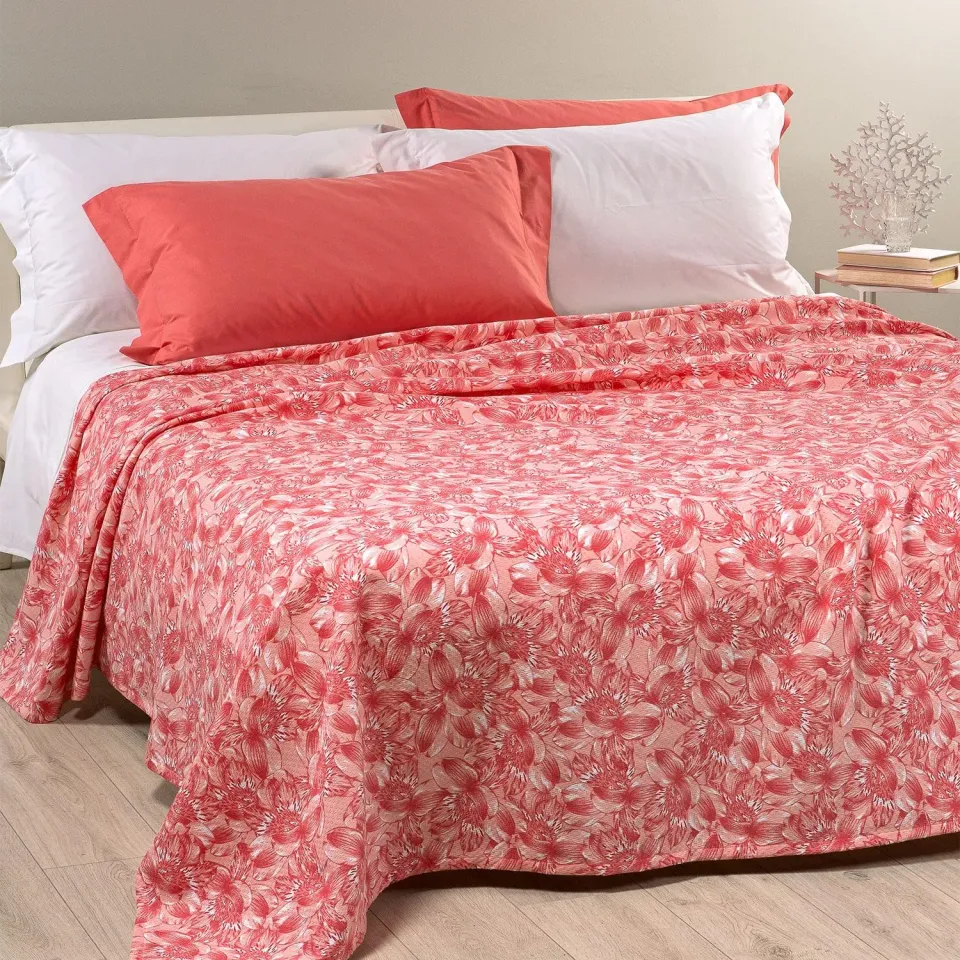 Caleffi Flowers Joy copriletto 1 piazza e mezza fuxia 220x260