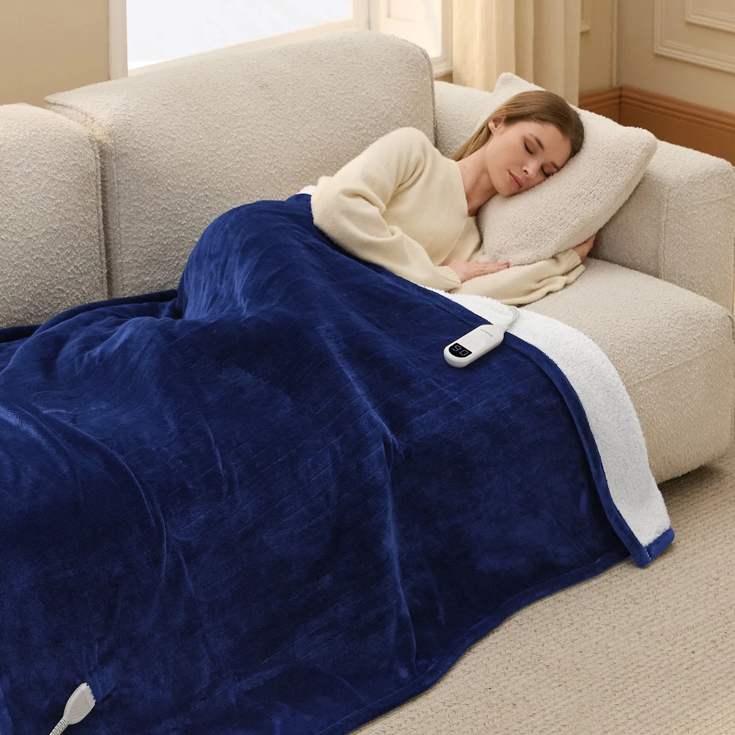 Bedsure Solid Flannel Heated Blanket coperta elettrica