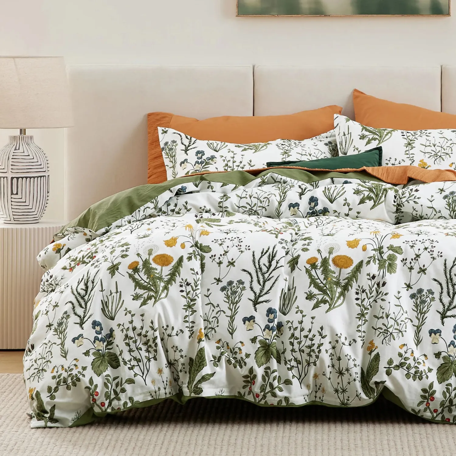 Bedsure PureWoven 100% Cotton Patterned Duvet Cover Set copripiumino
