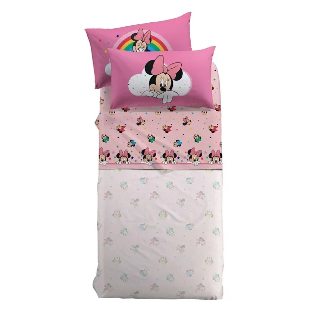 Caleffi Disney Minnie Rainbow completo lenzuola singolo in cotone