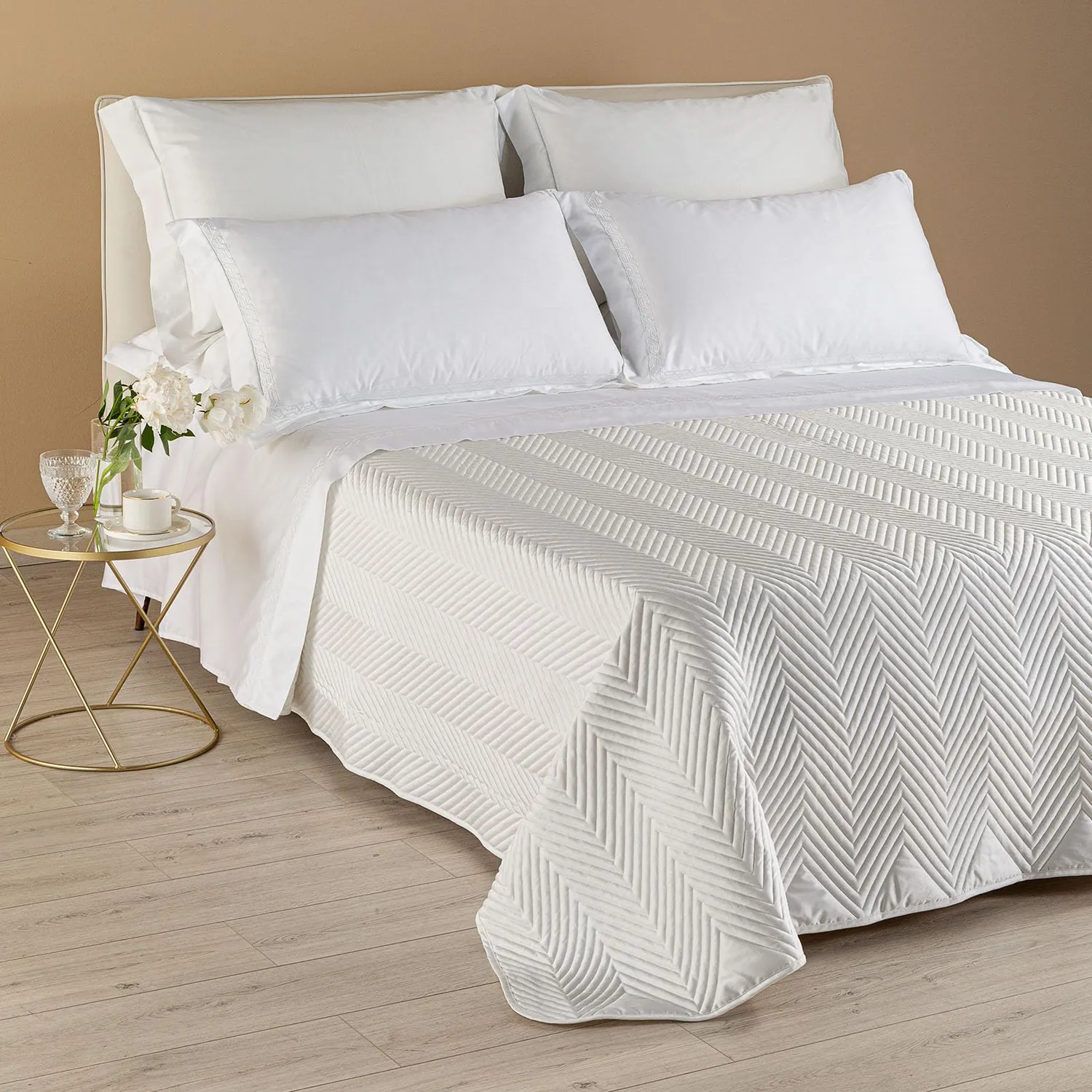 Caleffi Continental copriletto matrimoniale in raso di cotone 260x270 cm