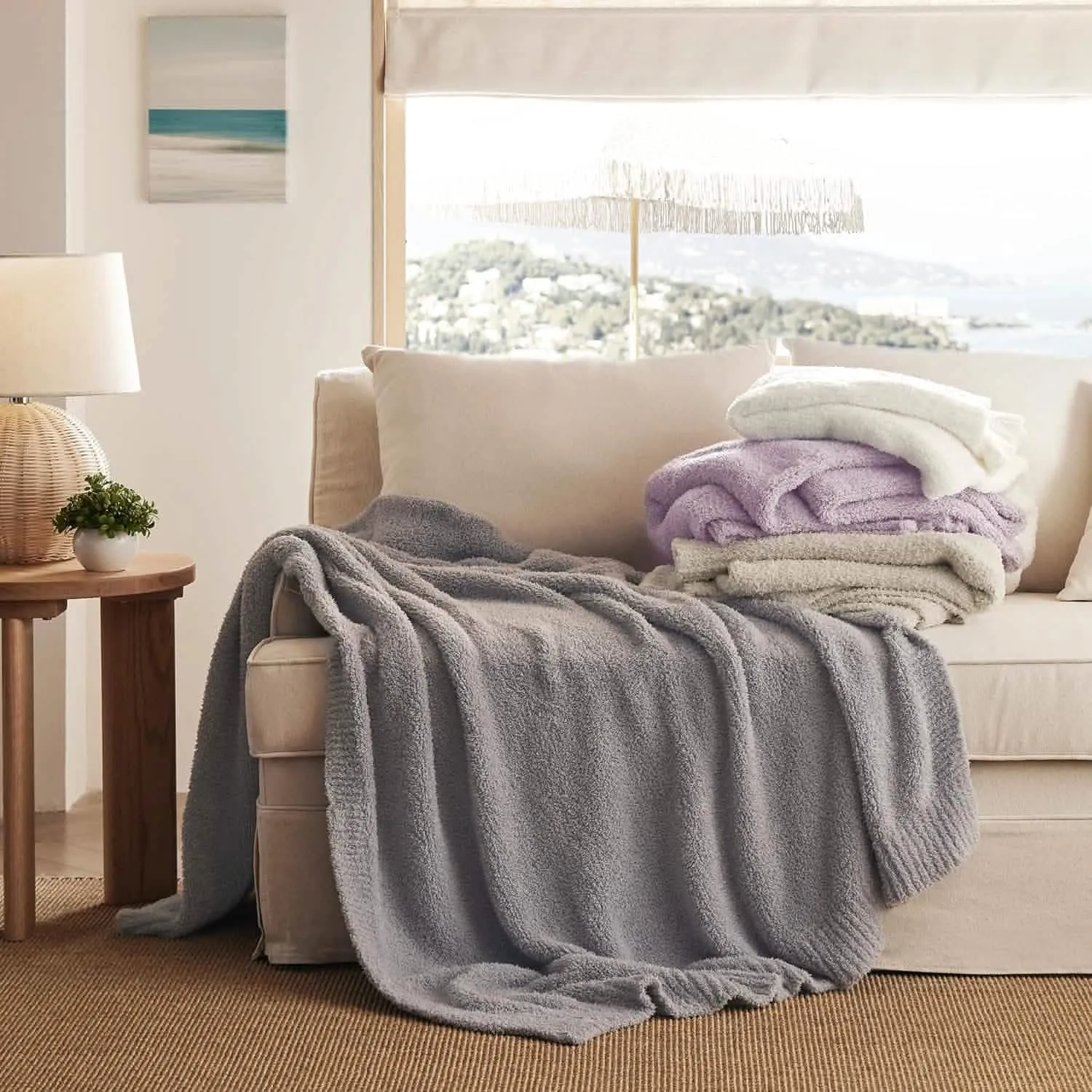 Bedsure Feather Yarn Throw Blanket plaid