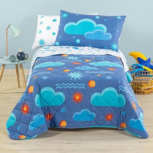 Caleffi Magica Notte Blu Copriletto Trapuntato Singolo 165x265 in cotone