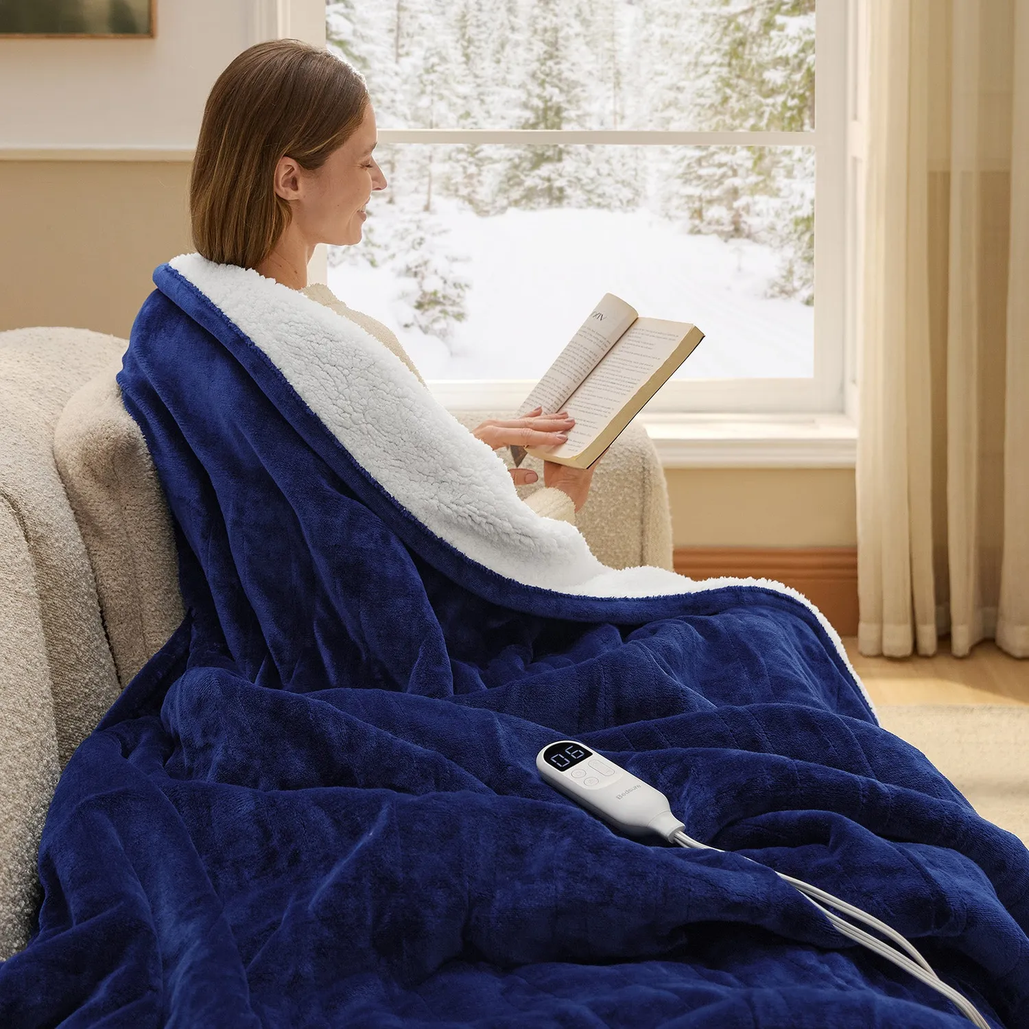 Bedsure Solid Flannel Heated Blanket coperta elettrica