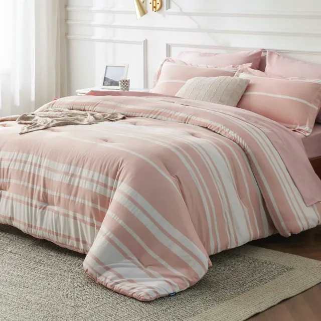Bedsure Reversible Cationic Dyed set letto righe
