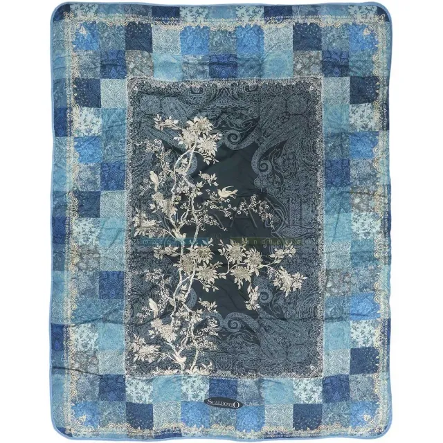 Caleffi Berry scaldotto 130 × 170 cm blu notte cotone