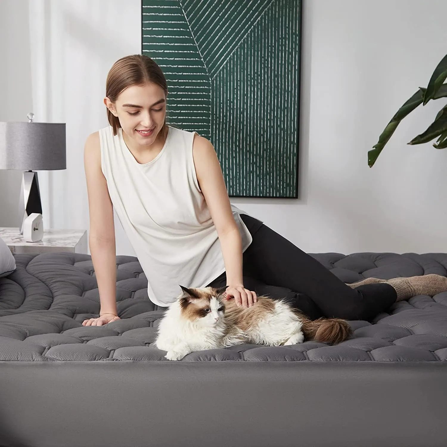 Bedsure Three-Zone Quilted Mattress Pad coprimaterasso