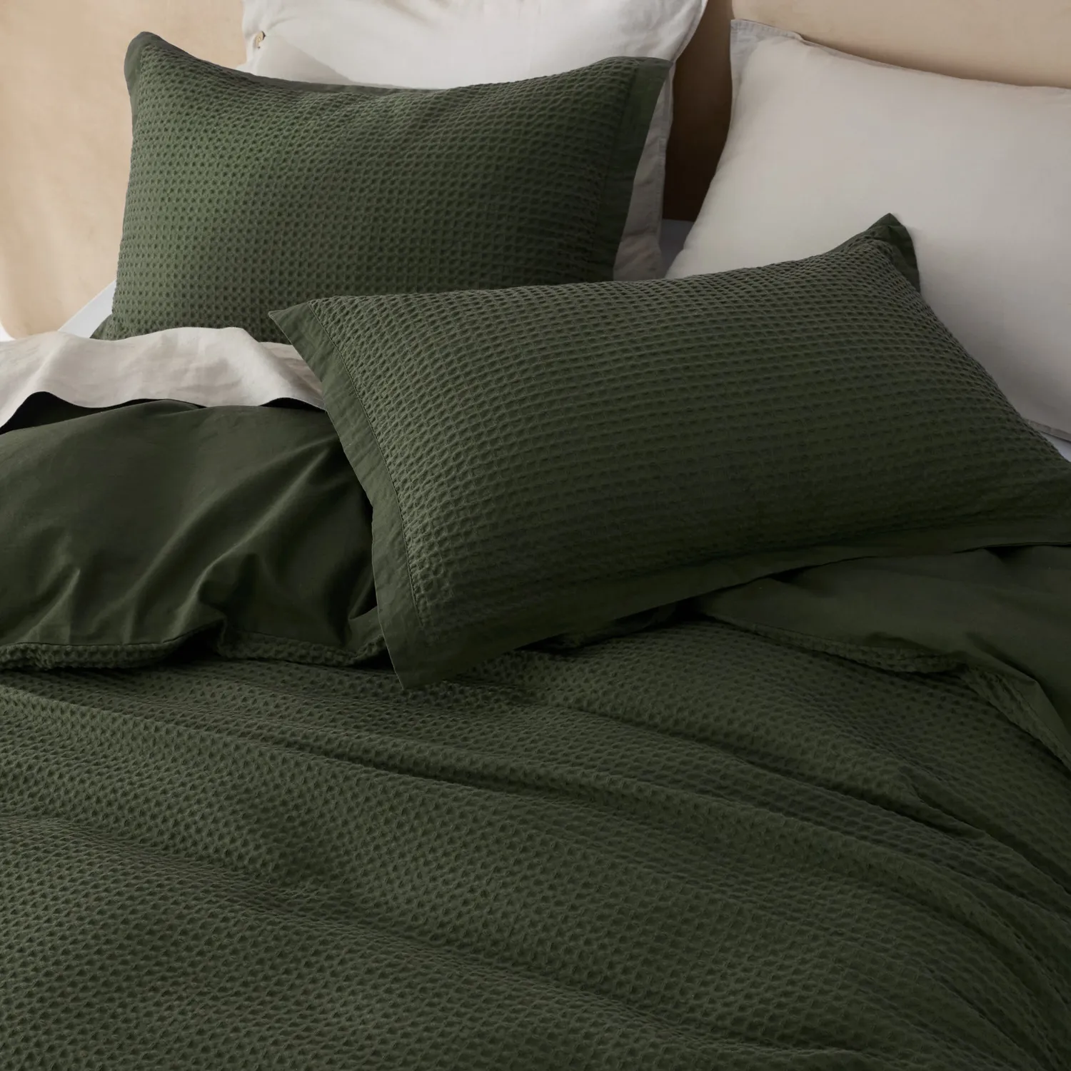 Bedsure PureWoven Cotton Waffle Duvet Cover Set copripiumino