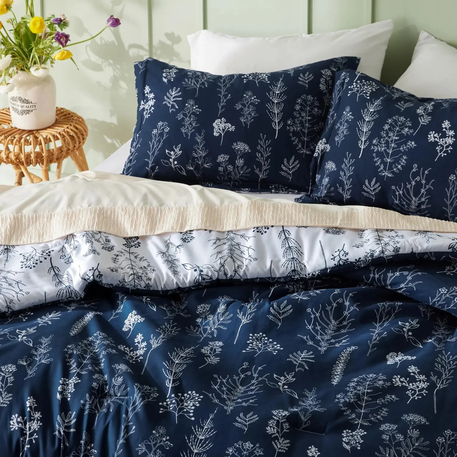 Bedsure Reversible Floral piumone reversibile