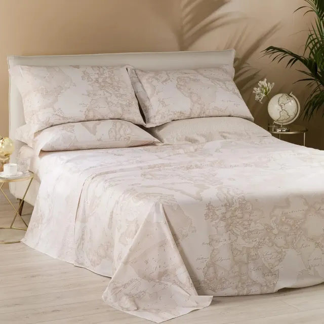 Alviero Martini Geo White Completo Lenzuola Matrimoniale Cotone