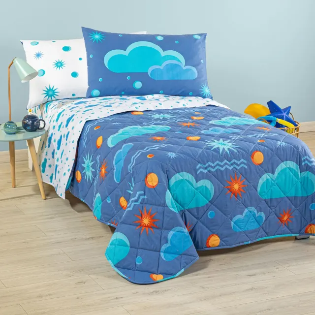 Caleffi Magica Notte Blu Copriletto Trapuntato Singolo 165x265 in cotone