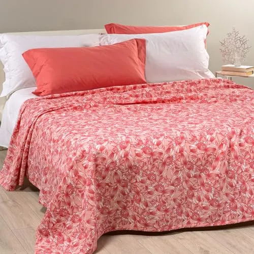 Caleffi Flowers Joy copriletto 1 piazza e mezza fuxia 220x260