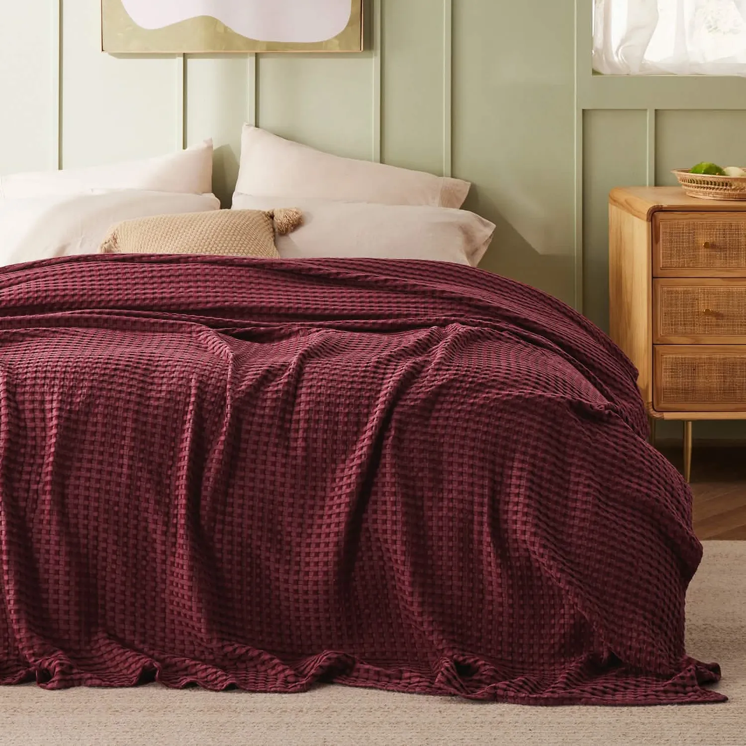 Bedsure PureWoven Waffle coperta in bamboo traspirante