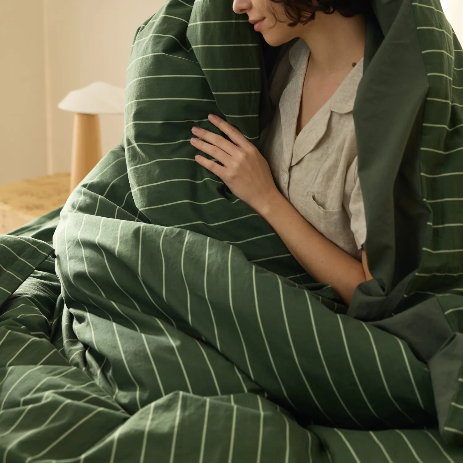 Bedsure PureWoven Set Copripiumino Cotone Righe