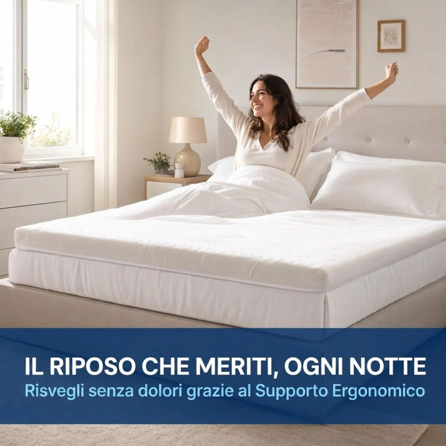 Caleffi Topper Memory Foam Sfoderabile Antibatterico