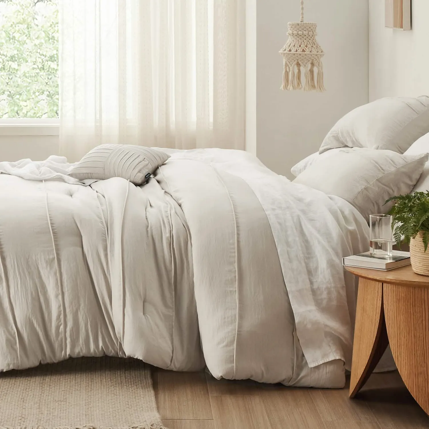 Bedsure Pinch Pleat Comforter Set copriletto in microfibra